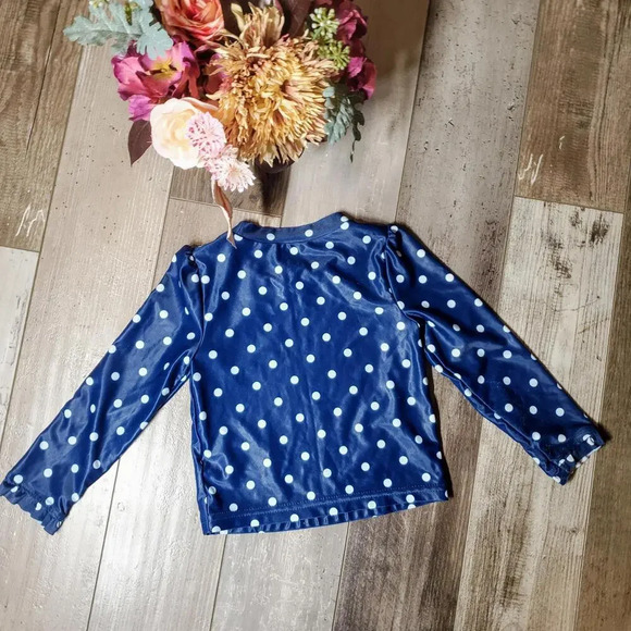 Simple Joys by Carter's Size 2T Blue and White Polka Dot Girl's Rash Guard - Picture 4 of 6